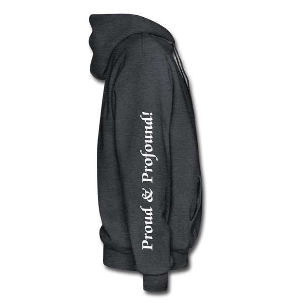 D'IMAG'E Couture Wordmark + Slogan Heavy Blend Adult Hoodie - charcoal grey