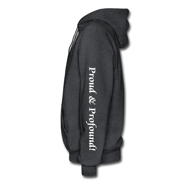 D'IMAG'E Couture Wordmark + Slogan Heavy Blend Adult Hoodie - charcoal grey