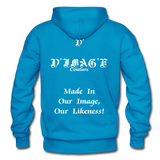 D'IMAG'E Couture Wordmark + Slogan Heavy Blend Adult Hoodie - turquoise