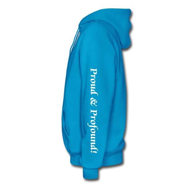 D'IMAG'E Couture Wordmark + Slogan Heavy Blend Adult Hoodie - turquoise