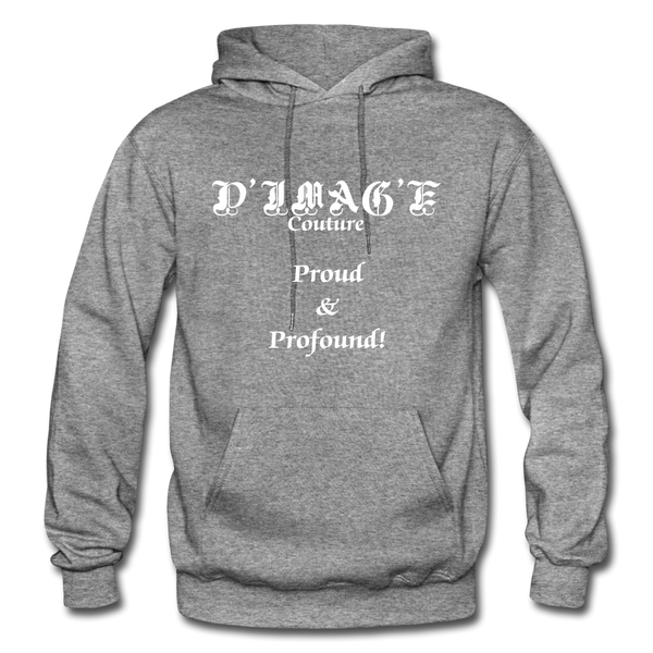 D'IMAG'E Couture Wordmark + Slogan Heavy Blend Adult Hoodie - graphite heather