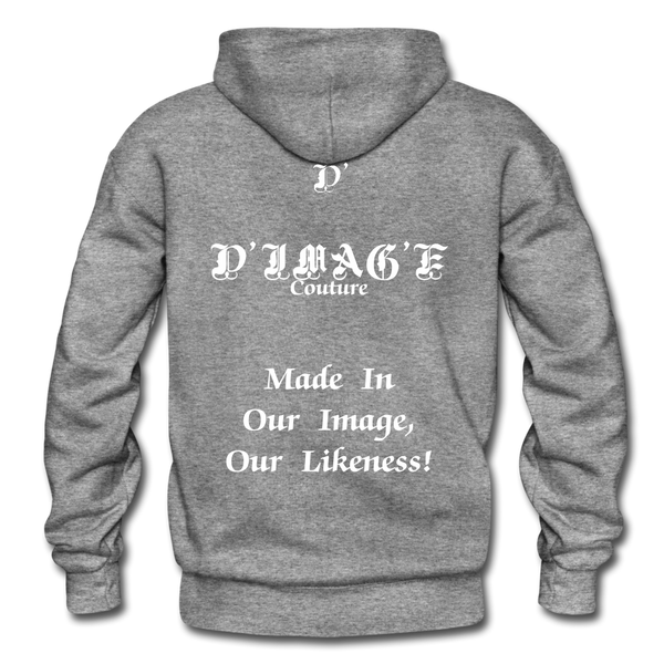 D'IMAG'E Couture Wordmark + Slogan Heavy Blend Adult Hoodie - graphite heather