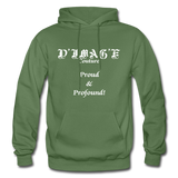 D'IMAG'E Couture Wordmark + Slogan Heavy Blend Adult Hoodie - military green