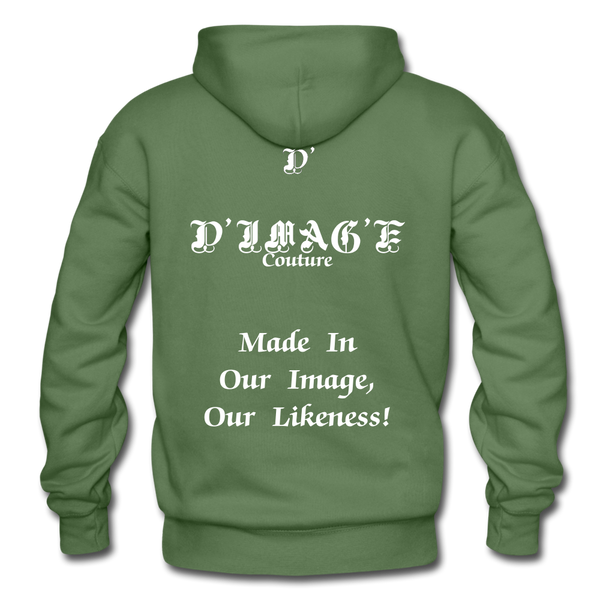 D'IMAG'E Couture Wordmark + Slogan Heavy Blend Adult Hoodie - military green