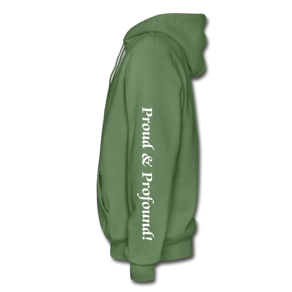 D'IMAG'E Couture Wordmark + Slogan Heavy Blend Adult Hoodie - military green