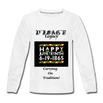 D'IMAG'E Legacy Youth Happy Juneteenth-In Living Color Premium Long Sleeve T-Shirt - white