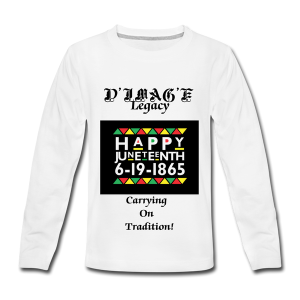 D'IMAG'E Legacy Youth Happy Juneteenth-In Living Color Premium Long Sleeve T-Shirt - white