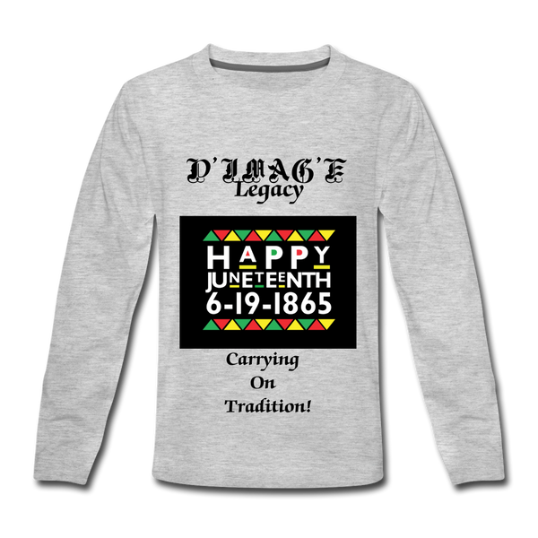 D'IMAG'E Legacy Youth Happy Juneteenth-In Living Color Premium Long Sleeve T-Shirt - heather gray