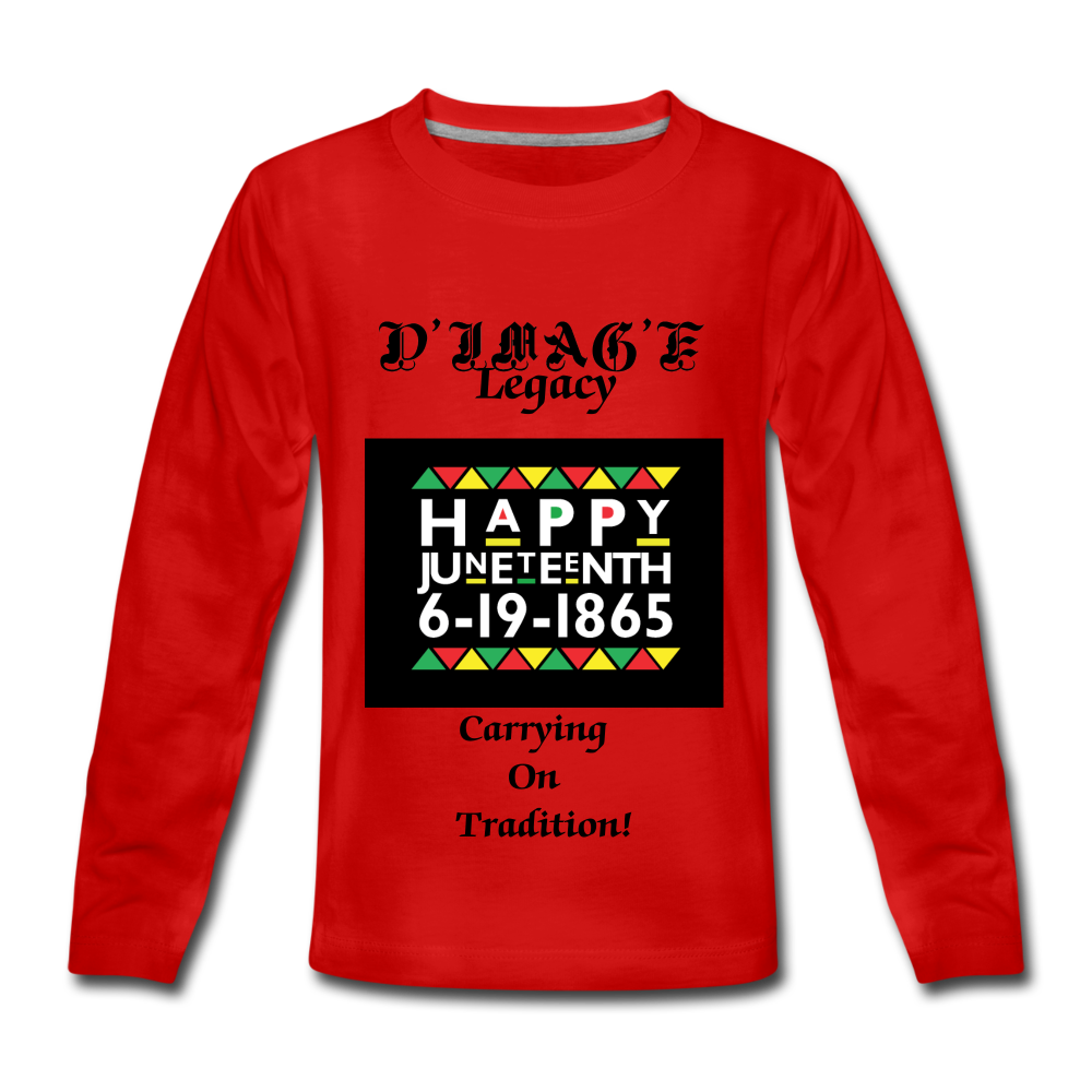 D'IMAG'E Legacy Youth Happy Juneteenth-In Living Color Premium Long Sleeve T-Shirt - red