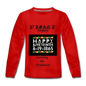 D'IMAG'E Legacy Youth Happy Juneteenth-In Living Color Premium Long Sleeve T-Shirt - red