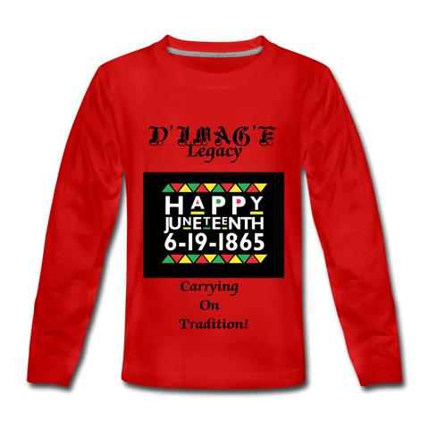 D'IMAG'E Legacy Youth Happy Juneteenth-In Living Color Premium Long Sleeve T-Shirt - red