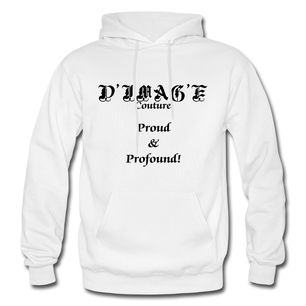 D'IMAG'E Couture Wordmark & Slogan Heavy Blend Adult Hoodie - white