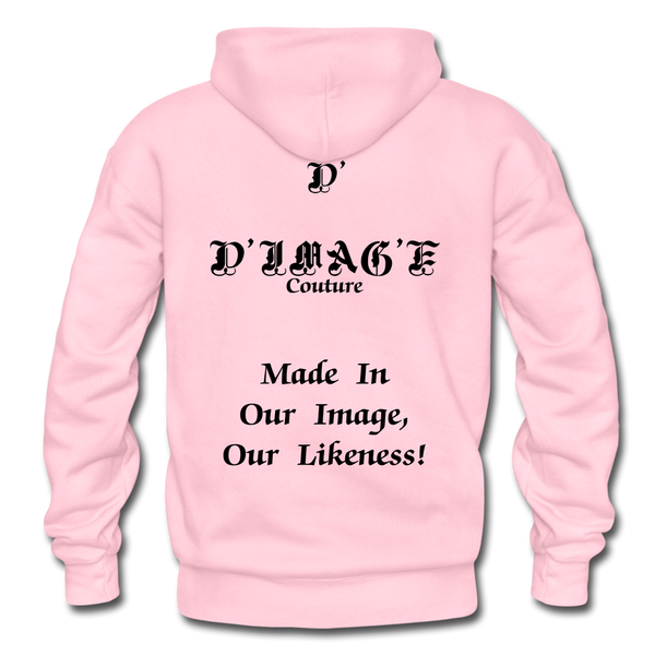 D'IMAG'E Couture Wordmark & Slogan Heavy Blend Adult Hoodie - light pink