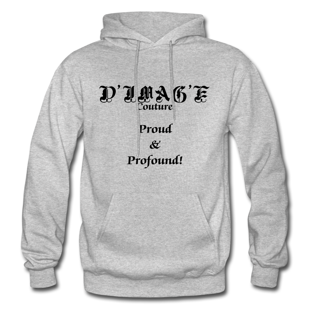 D'IMAG'E Couture Wordmark & Slogan Heavy Blend Adult Hoodie - heather gray