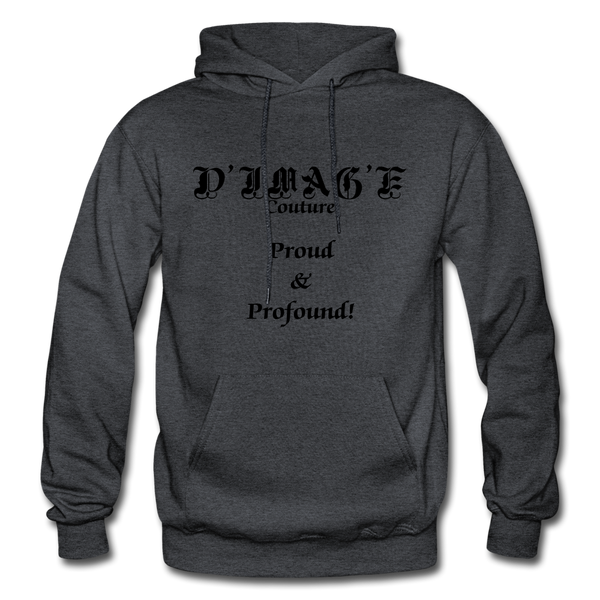 D'IMAG'E Couture Wordmark & Slogan Heavy Blend Adult Hoodie - charcoal grey