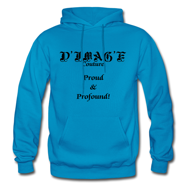 D'IMAG'E Couture Wordmark & Slogan Heavy Blend Adult Hoodie - turquoise