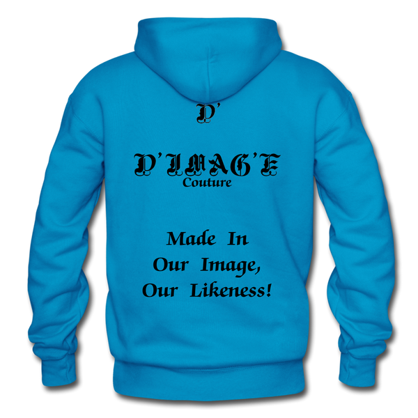 D'IMAG'E Couture Wordmark & Slogan Heavy Blend Adult Hoodie - turquoise