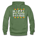 D'IMAG'E Couture Happy Juneteenth Unisex Heavy Blend Adult Hoodie - military green