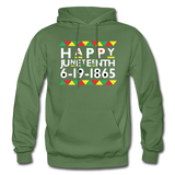 D'IMAG'E Couture Happy Juneteenth Unisex Heavy Blend Adult Hoodie - military green