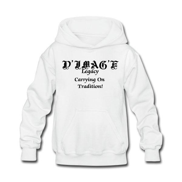 D'IMAG'E Legacy Wordmark & Slogan Youth Hoodie - white