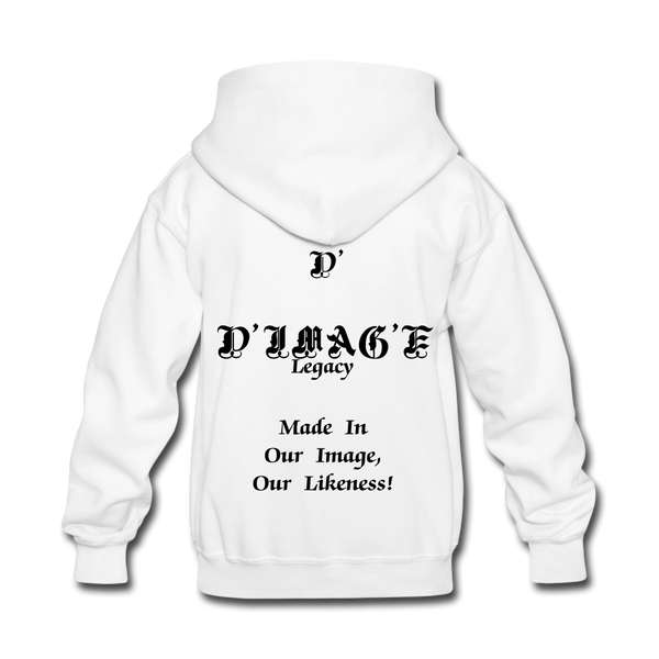 D'IMAG'E Legacy Wordmark & Slogan Youth Hoodie - white