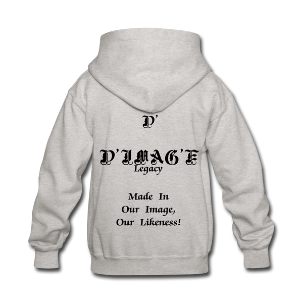 D'IMAG'E Legacy Wordmark & Slogan Youth Hoodie - heather gray