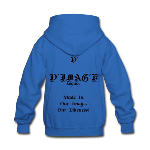 D'IMAG'E Legacy Wordmark & Slogan Youth Hoodie - royal blue