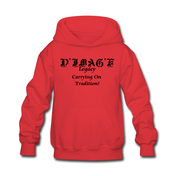 D'IMAG'E Legacy Wordmark & Slogan Youth Hoodie - red