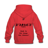 D'IMAG'E Legacy Wordmark & Slogan Youth Hoodie - red