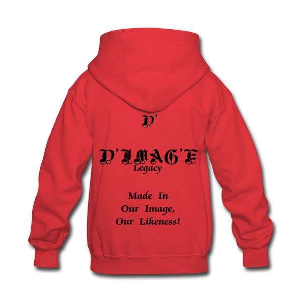 D'IMAG'E Legacy Wordmark & Slogan Youth Hoodie - red