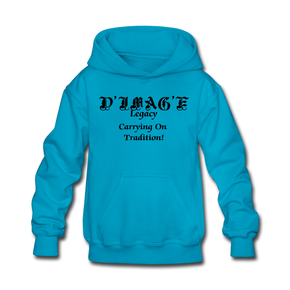 D'IMAG'E Legacy Wordmark & Slogan Youth Hoodie - turquoise