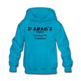 D'IMAG'E Legacy Wordmark & Slogan Youth Hoodie - turquoise