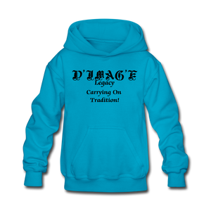 D'IMAG'E Legacy Wordmark & Slogan Youth Hoodie - turquoise