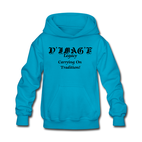 D'IMAG'E Legacy Wordmark & Slogan Youth Hoodie - turquoise