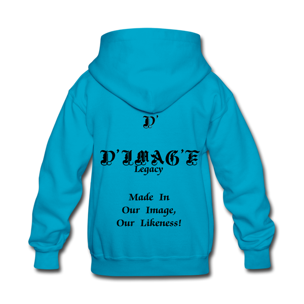 D'IMAG'E Legacy Wordmark & Slogan Youth Hoodie - turquoise